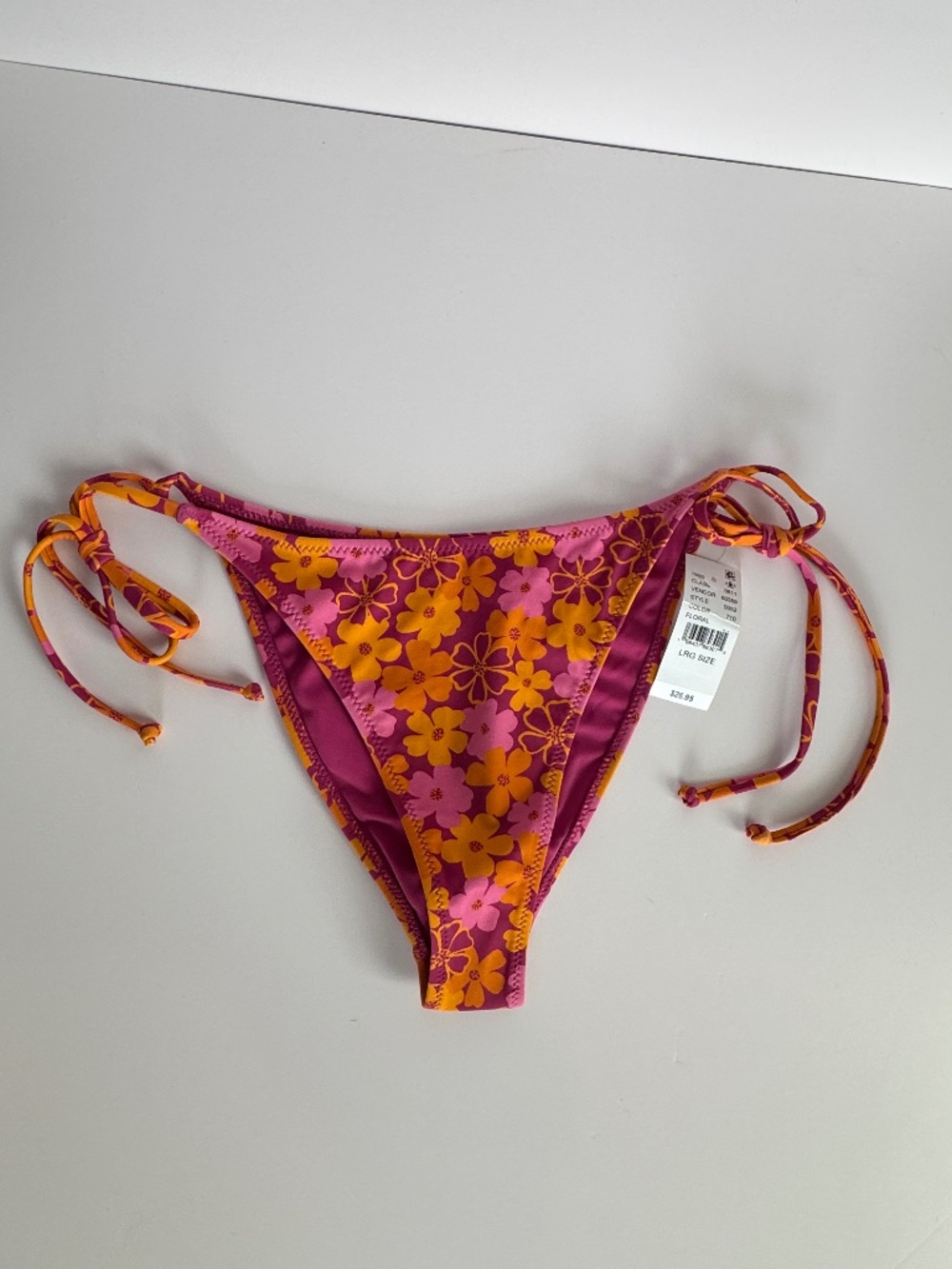 PacSun Orange Pink Floral Side-Tie Bikini Bottom NWT